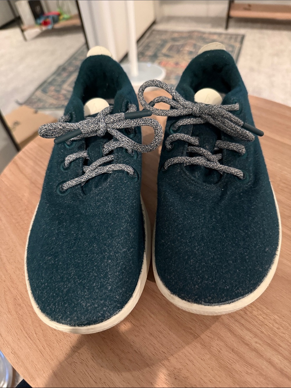 allbirds Dark Teal Wool Sneakers with Gray Laces